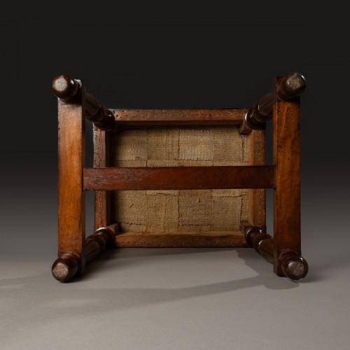  Mahogany and silk stool by Lelièvre, Paris Empire period, Restoration period - Restauration - Charles X