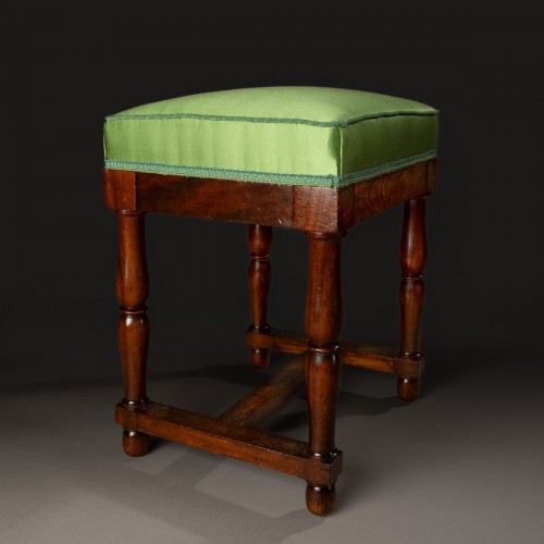 Restauration - Charles X -  Mahogany and silk stool by Lelièvre, Paris Empire period, Restoration period