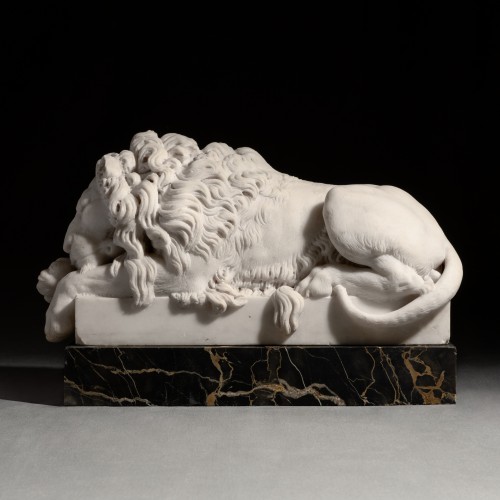 Pire de lions en marbre sculpté du XIXe siècle d'après Canova - Schoppmann Art and Antiques