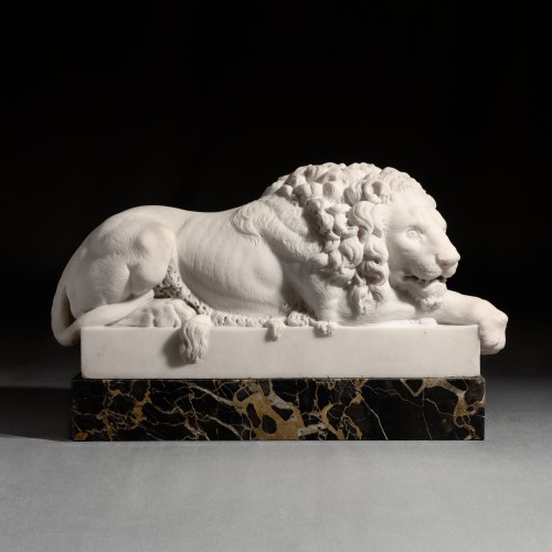 XIXe siècle - Pire de lions en marbre sculpté du XIXe siècle d'après Canova