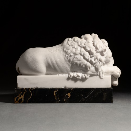 Napoléon III - Pire de lions en marbre sculpté du XIXe siècle d'après Canova