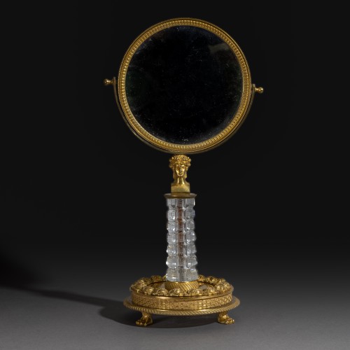 Miroir de table ou psyché en  cristal et bronze à l'ormoulu, Paris vers 1820 - Verrerie, Cristallerie Style Restauration - Charles X