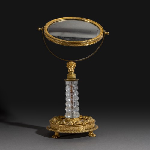 XIXe siècle - Miroir de table ou psyché en  cristal et bronze à l'ormoulu, Paris vers 1820