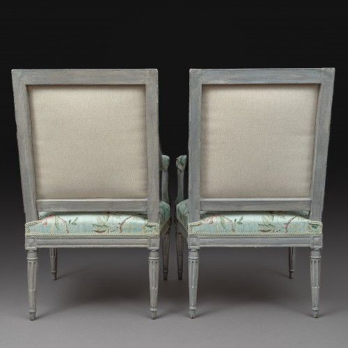 Louis XVI - Paire d'amples fauteuils à la Reine d'époque Louis XVI par Antoine Gaillard, maître en 1781