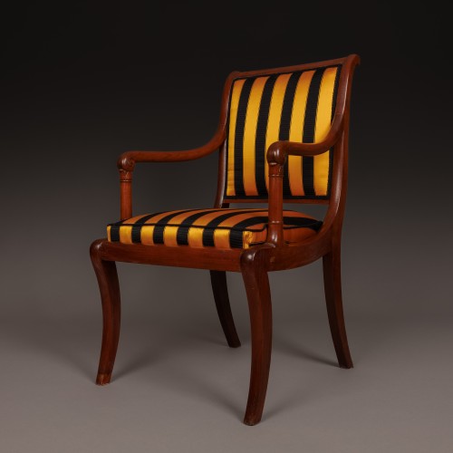 Sièges Fauteuil & Bergère - Jacob Desmalter - Fauteuil impérial en acajou et soie Pelle vers 1810