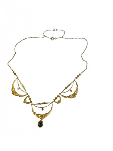 Bijouterie, Joaillerie Pendentif, Collier - Collier draperie en or époque Art-nouveau