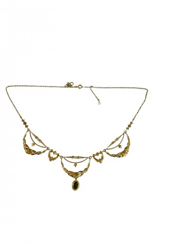 Collier draperie en or époque Art-nouveau - SeblAntic