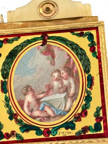 XVIIIe siècle - Carnet de Bal étui à tablettes en or d'époque Louis XV