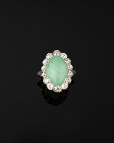 Bijouterie, Joaillerie Bagues - Bague Art-Déco orné de jade et de diamants