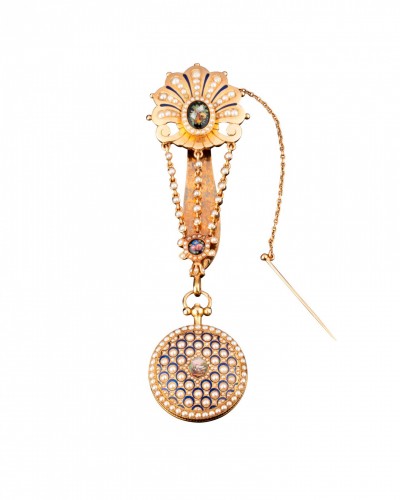 Linzeler - Chatelaine In Gold, Enamel And Fine Pearls