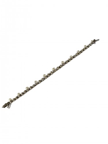 Bracelet ligne en or, perles fines et diamants - SeblAntic