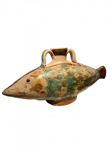 Ceramic fish-shaped handwarmer “Scaldamani” (Italy, first half 16th century