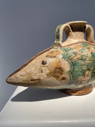 Ceramic fish-shaped handwarmer “Scaldamani” (Italy, first half 16th century - Porcelain & Faience Style Renaissance