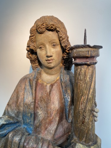 Angel Candle Holder, Tyrol, ca 1500 - Religious Antiques Style Renaissance