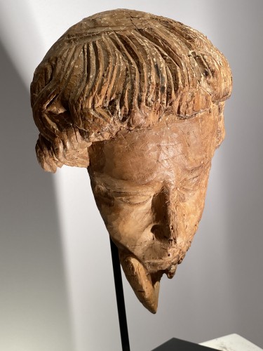 Religious Antiques  - Head of Saint John the Apostle, Spain,ca 1300