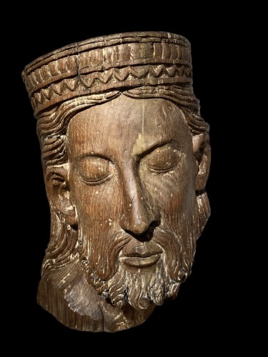 Crowned head of Christ, France circa 1700 - Religious Antiques Style 