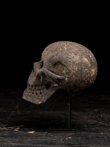 Curiosities  - A lifesize Bronze Momento Mori cast of a Human Skull.19th C.