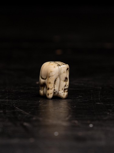 Curiosities  - A 17 th C Flemish Carved Ivory Janus faced Memento Mori  Rosary bead