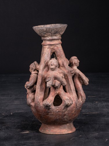 Pair of Terracotta Ceremonial Altar Vessels,Bariba people - Tribal Art Style 