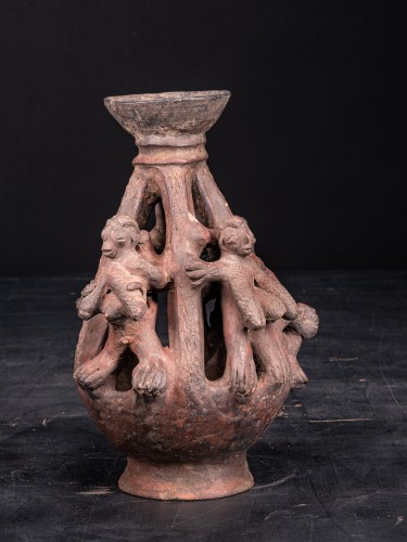 Tribal Art  - Pair of Terracotta Ceremonial Altar Vessels,Bariba people