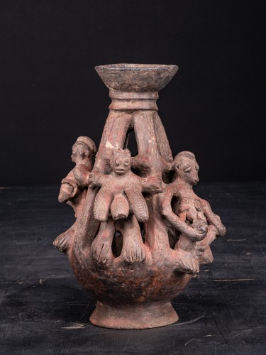 Paire de vases d'autel cérémoniels en terre cuite Bariba. - Spectandum