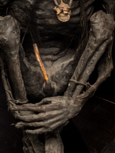  - Sculptured model of a smoked Papua Mummie, papier mâché, 20th Century