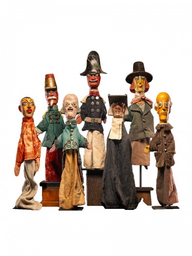 Collection of seven 19th C Authentic French Glove Puppets.