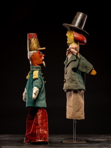 Antiquités - Collection of seven 19th C Authentic French Glove Puppets.