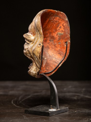 Asian Works of Art  - Wooden Japanese Facemask representing an old man