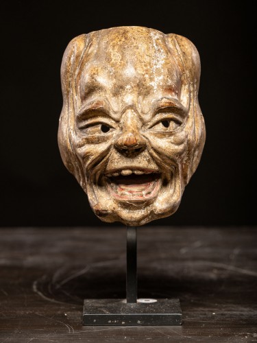 19th century - Wooden Japanese Facemask representing an old man