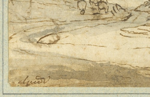 17th century - A drawing by Claude Lorrain, with a preparatory sketch on the verso