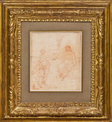 Study for the Judgment of Solomon, a red chalk drawing by Simone Cantarini - 