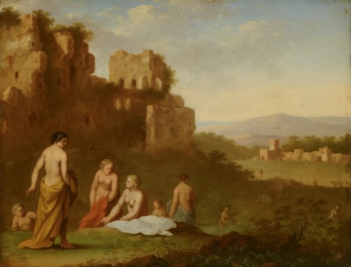 Gathering in antique Ruins, a painting by Jan van Haensbergen (1642 - 1705) - 