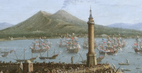 Antiquités - Une Vue de la baie de Naples dessinée sur le motif par Thomas Wijck en 1639