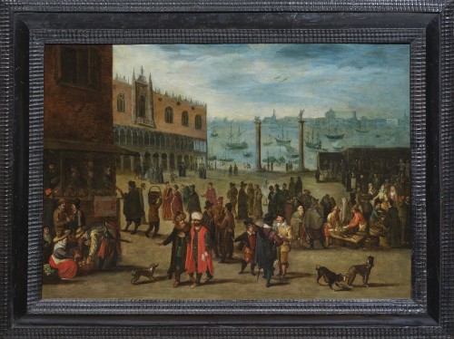 A Market Scene on the Piazzetta in Venice by Louis de Caullery (and studio)