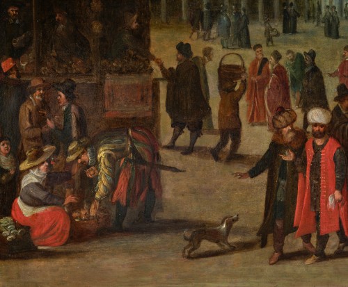 Tableaux et dessins Tableaux XVIIe siècle - Une Scène de marché sur la Piazzetta à Venise par Louis de Caullery (et son atelier)