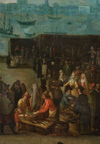 A Market Scene on the Piazzetta in Venice by Louis de Caullery (and studio) - 