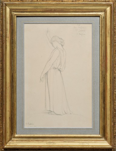 Etude pour l’Ange de Saint Séverin - Paul Flandrin (1811 - 1902) - Tableaux et dessins Style Louis-Philippe