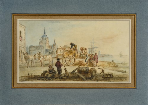 Tableaux et dessins Dessin, Aquarelle & Pastel - Caprice architectural de Jean-Baptiste Lallemand (1716 - 1803)