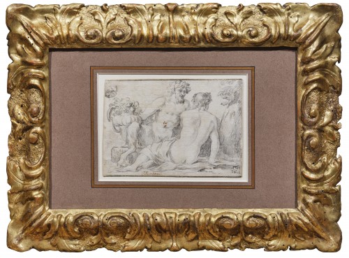 Satyre conversant avec une nymphe, attribué à Claude Mellan - Tableaux et dessins Style Louis XIII