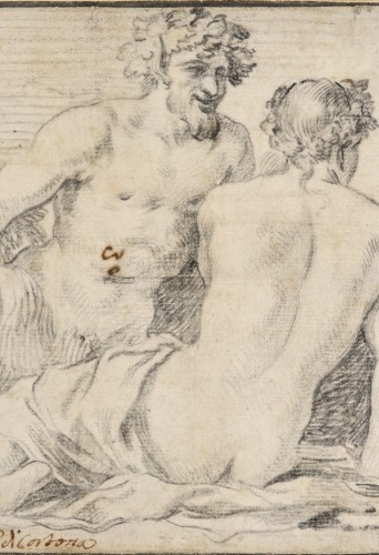 Satyre conversant avec une nymphe, attribué à Claude Mellan - Louis XIII