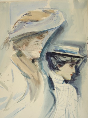 Tableaux et dessins Dessin, Aquarelle & Pastel - Deux femmes de Paul Helleu