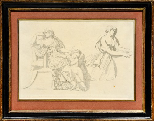 Frieze of antique figures, a drawing by the sculptor Antoine-Denis Chaudet  - Paintings & Drawings Style Empire