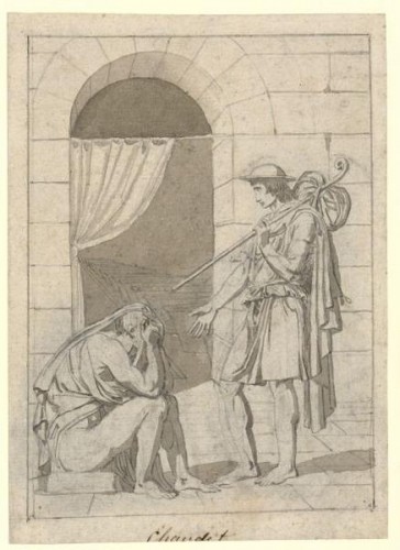 19th century - Frieze of antique figures, a drawing by the sculptor Antoine-Denis Chaudet 