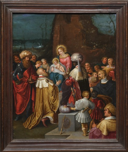 L'adoration des Mages, une peinture sur cuivre de Frans Francken II - Tableaux et dessins Style 