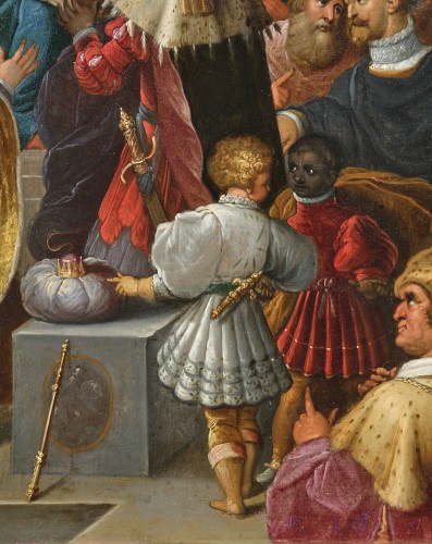 Antiquités - L'adoration des Mages, une peinture sur cuivre de Frans Francken II