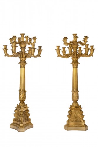 Pair of 19th century turned wood candlesticks - Ref.96416
