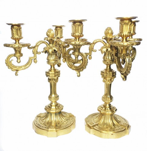 Paire de candélabres en bronze doré, France troisième quart du XIXe siècle - Luminaires Style Napoléon III