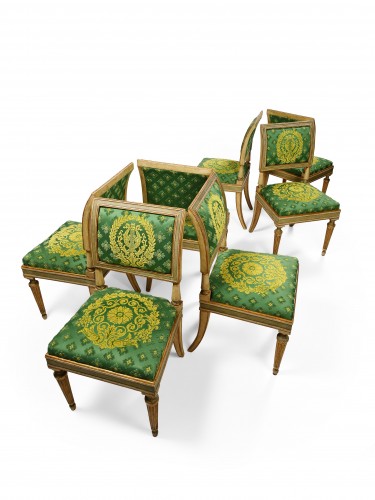 Seven Early 19th Century Neoclassical Italian Chairs, Milan, circa 1820