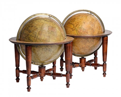 19th Century Pair of English Globes by William Harris, 1832 and 1835